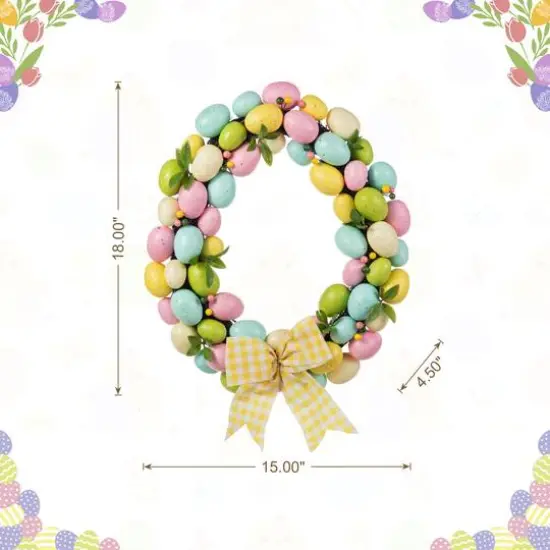 Glitzhome&reg; 18" Easter Egg Shaped Eggs Wreath {9}