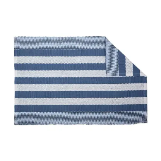DII&reg; French Blue Cabana Stripe Recycled Yarn Rug, 2ft. x 3ft. {4}