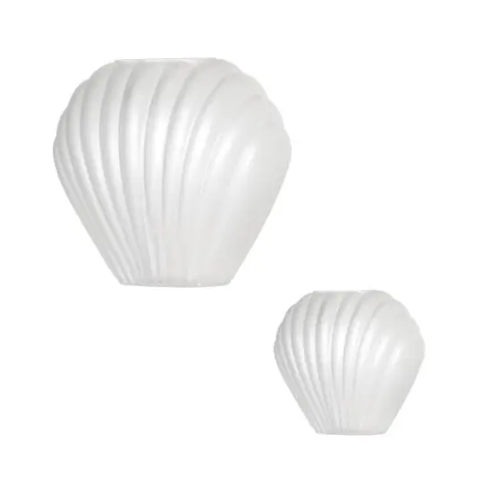 American Art Decor White Sea Scallops Misted Glass Vase Set Frosted {8}