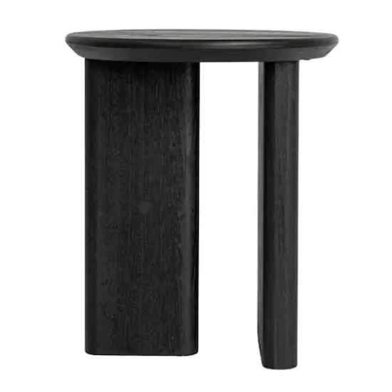Hello Honey&reg; Black Asymmetrical Fir Wood Round End Table {4}
