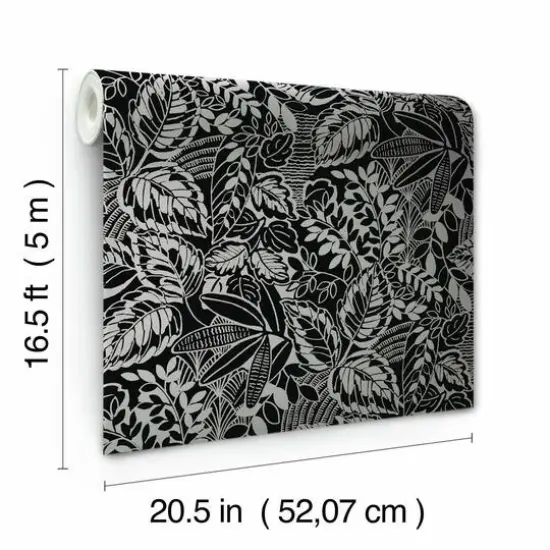 RoomMates Vintage Batik Jungle Peel & Stick Wallpaper Black/Gray {9}