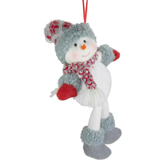 14" Gray & Red Plush Snowman Hanging Christmas Ornament {3}