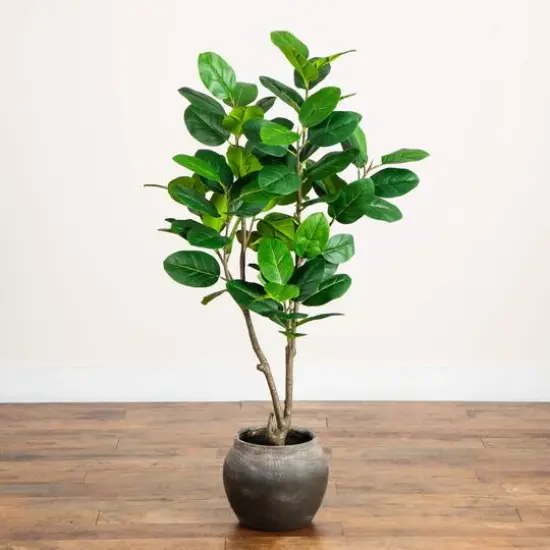 4ft. Artificial Audrey Ficus Tree in Rustic Decorative Planter {7}