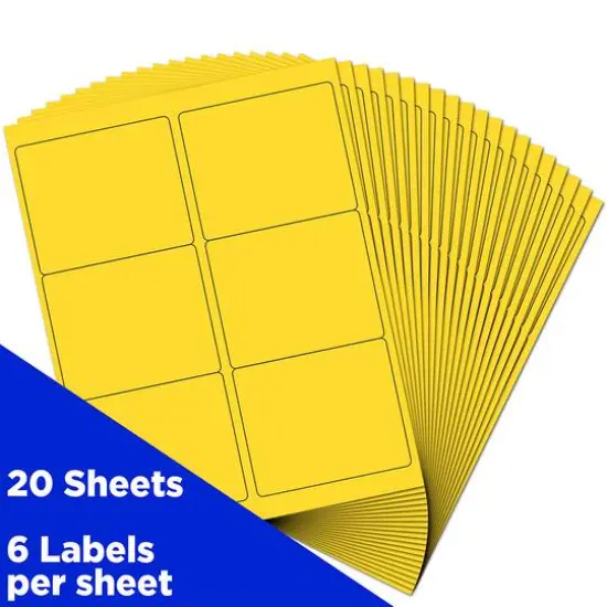 JAM Paper Adhesive Shipping Labels, 3.33" x 4" Yellow {4}