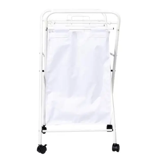 Household Essentials Rolling Laundry Hamper White {15}