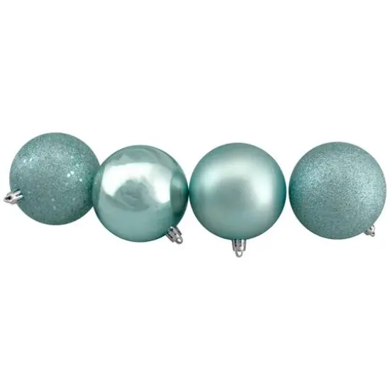 32ct. 3.25" Mermaid Blue 4-Finish Shatterproof Christmas Ball Ornaments {1}