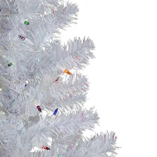 3ft. Pre-Lit White Iridescent Pine Artificial Christmas Tree, Multicolor Lights {4}