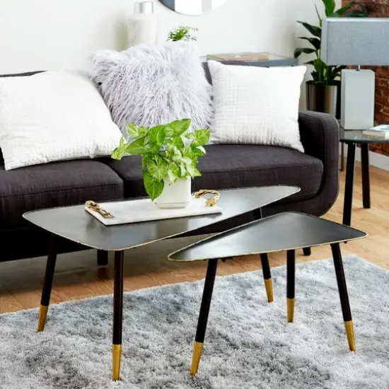 Black Metal Modern Accent Table Set {6}
