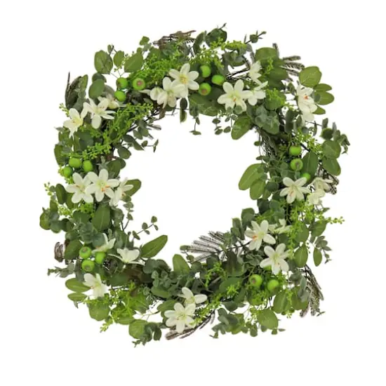 24" Spring Mixed Blossoms Floral Wreath {1}
