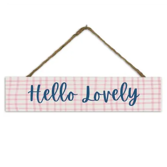 17" Hello Lovely Check Outdoor/Indoor Hanging Sign {1}