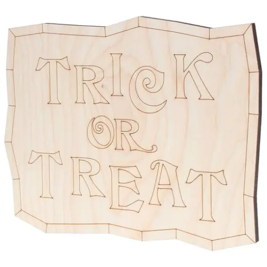 Leisure Arts&reg; Home 9.5" x 7" Trick or Treat Wood Sign {1}