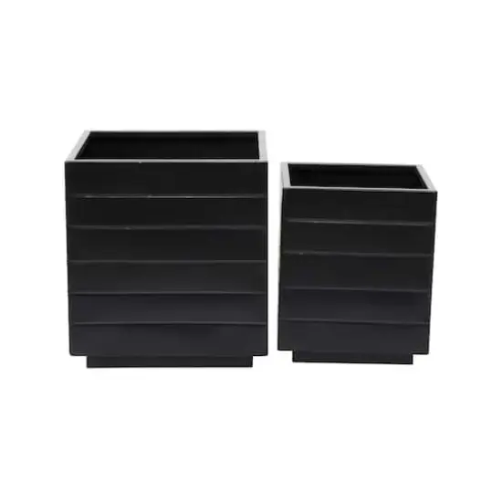 Black Modern Planter, Set of 2" 13", 10" {1}