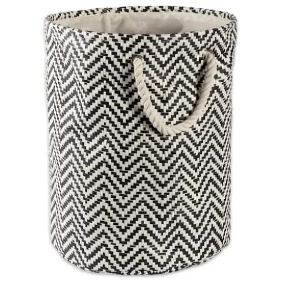 DII&reg; Medium Round Chevron Paper Bin Black {1}