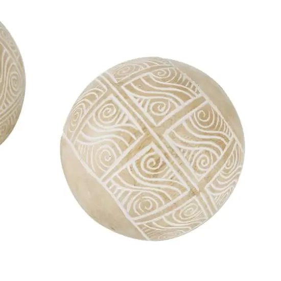 Cream Mango Wood Decorative Ball Orbs Set {8}