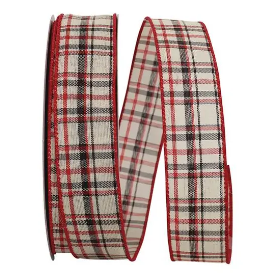 JAM Paper 1.5" x 50yd. Wired Athens Lauren Plaid Ribbon {1}