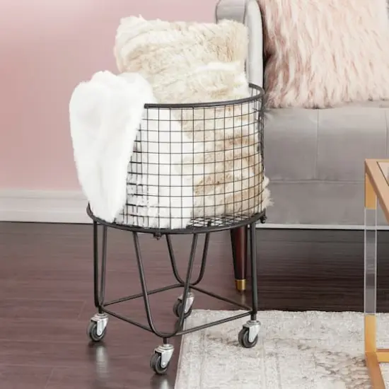 CosmoLiving by Cosmopolitan 24" Black Industrial Metal Storage Cart {3}