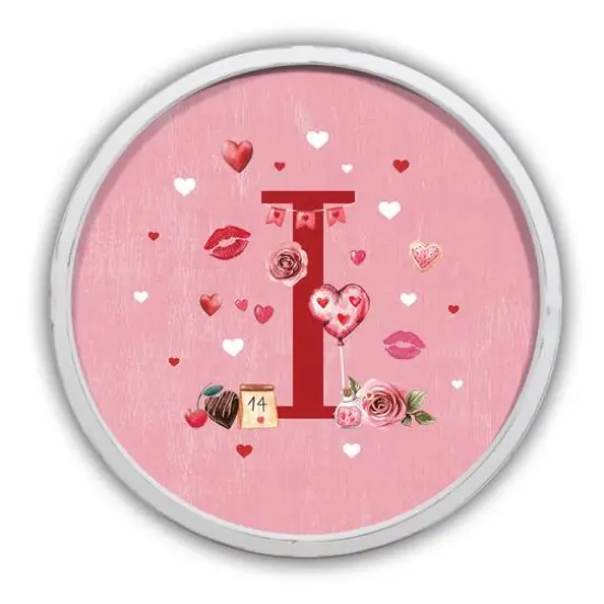 20" Valentine Things White Framed Round Monogram Print I {1}