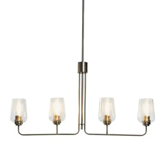 Hello Honey&reg; Robert Stevenson Lighting Holden Metal & Glass 4-Light Linear Chandelier Antique Nickel {5}
