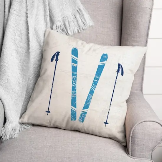 Let It Snow Skis18x18 Throw Pillow {4}