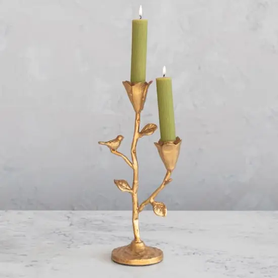Hello Honey&reg; 11.7" Gold Double Taper Metal Candelabra {3}