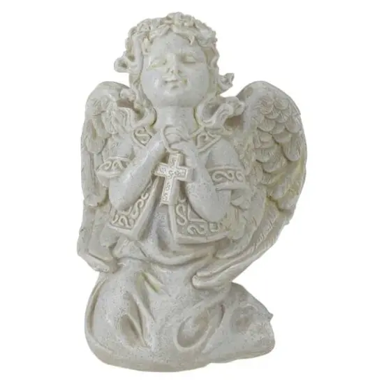 6.75" Praying Angel with Cross Outdoor Garden Statue {1}