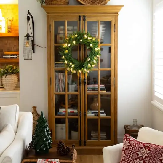 24in. Pre-Lit Artificial Luxembourg Pine Christmas Wreath with 35 Multicolored Traditional Bulb LED Lights {10}