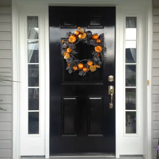 20'' Pumpkin with Orange Ornaments Halloween Wreath {3}