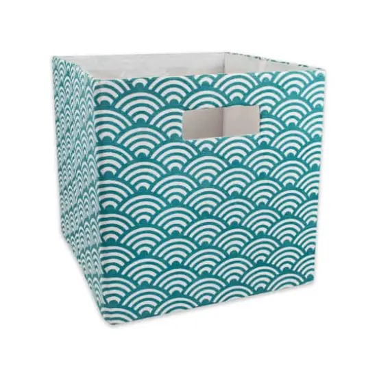 DII&reg; 13" Polyester Waves Storage Cube Teal {1}