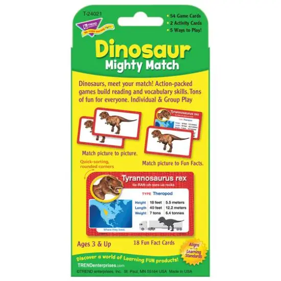 Trend Enterprises&reg; Dinosaur Mighty Match Cards, 12 Packs {4}