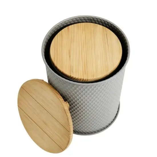 Glitzhome&reg; Metal Storage Accent Table with Solid Wood Lid Set Gray {9}