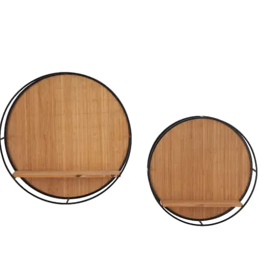 Brown Bamboo Modern Wall Shelf, Set of 2 19", 16" {3}