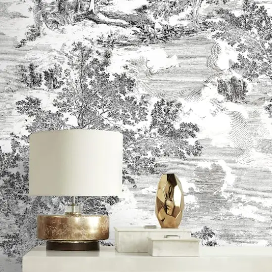 Surface Style Serene Scenes Toile Peel & Stick Wallpaper Charcoal {7}