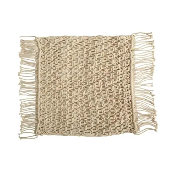 18" Bohemian Fringed Woven Macram&eacute; Pillow Cover {1}