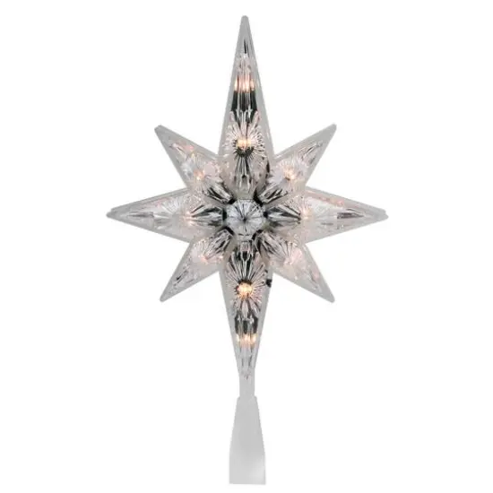 10" White Lighted Faceted Star of Bethlehem Tree Topper {1}