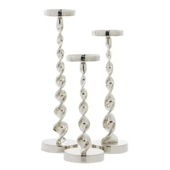 Silver Aluminum Candle Holder Set {3}