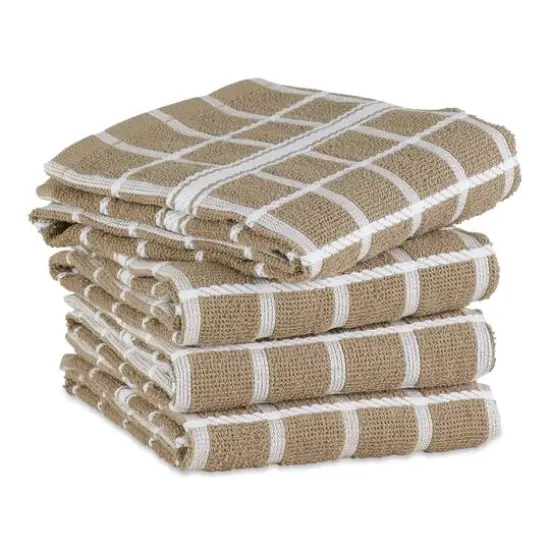 DII&reg; Solid Windowpane Terry Dishtowels, 4ct. Stone {5}