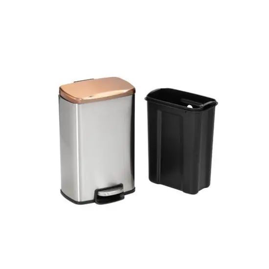 Honey Can Do Rose Gold Stainless Steel Step Trash Cans with Lid Set {7}