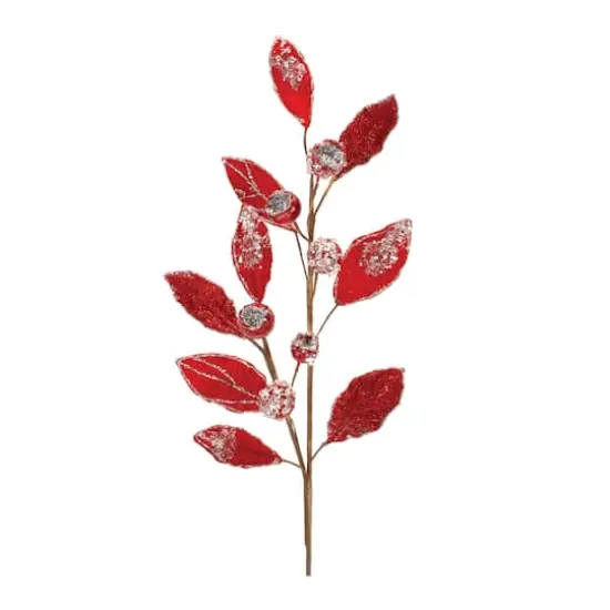 29.5" Beaded Leaf Stems, 2ct. Red {4}