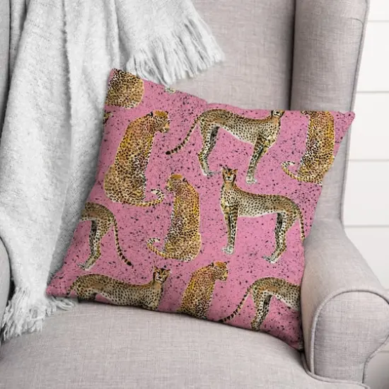 Cheetahs Indoor/Outdoor Throw Pillow Pink {3}
