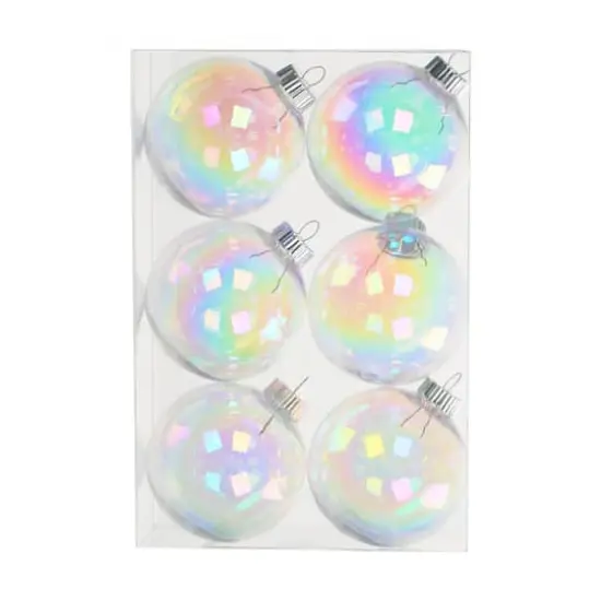 3.5" DIY Iridescent Plastic Ball Ornaments, 6ct. by Make Market&reg; {1}