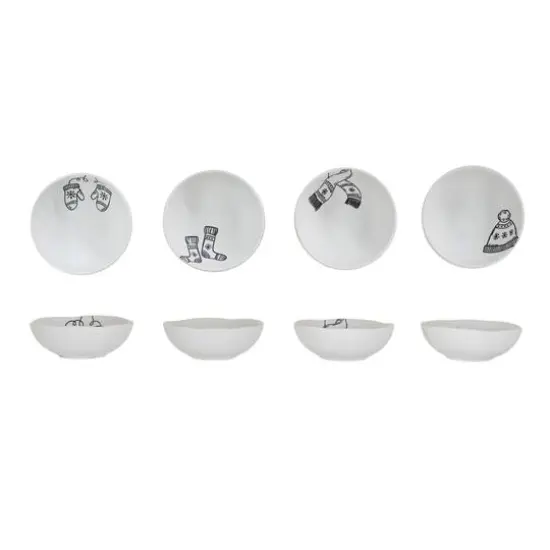 Hello Honey&reg; 4" Black & White Winter Apparel Stoneware Bowl Set {1}