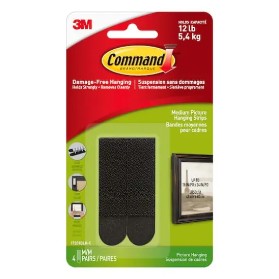 Command&trade; Medium Black Picture Hanging Strips, 4ct. {1}