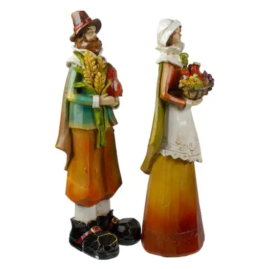 Male & Female Pilgrim Wooden Thanksgiving Figurine Set {6}