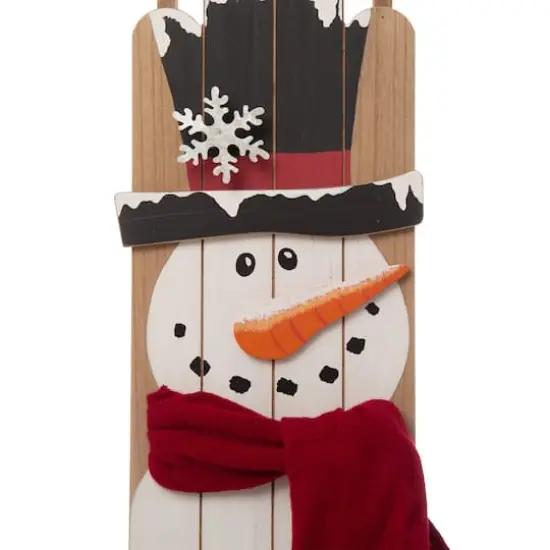 Glitzhome&reg; 3.5ft. Wooden Christmas Snowman Porch Sign {7}
