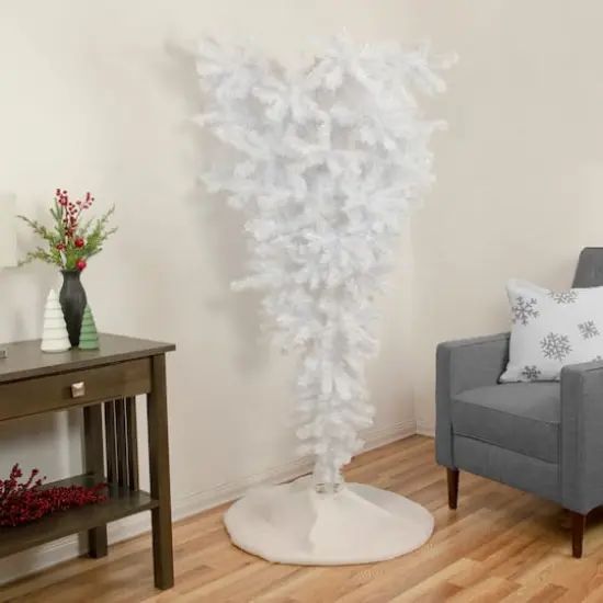 5.5ft. Unlit Upside Down White Spruce Artificial Christmas Tree {3}