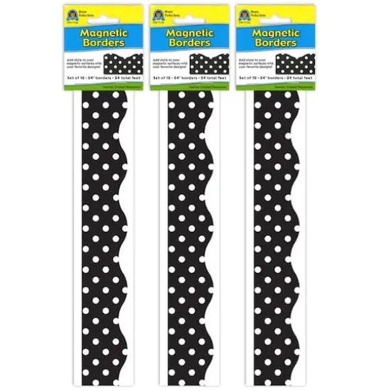 Teacher Created Resources&reg; Black Polka Dots Magnetic Borders, 72ft. {1}