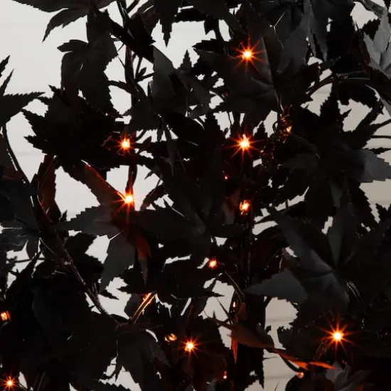 5ft. Pre-Lit Artificial Halloween Black Maple Tree with 240 Orange & Purple LED Lights {5}