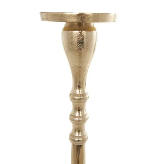 Gold Aluminum Tall Pillar Candle Holder Set {8}
