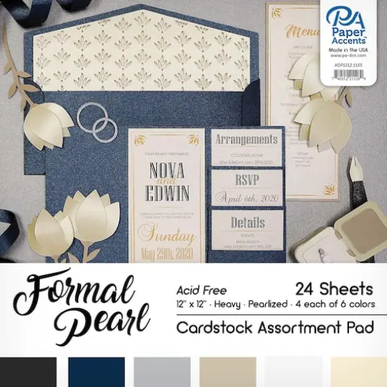 PA Paper&trade; Accents Formal Pearl 12" x 12" Cardstock Pad, 24 Sheets {1}