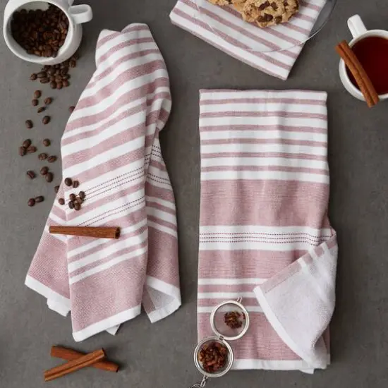 DII&reg; Barn Red Variegated Stripe Terry Dishtowels, 3ct. {6}